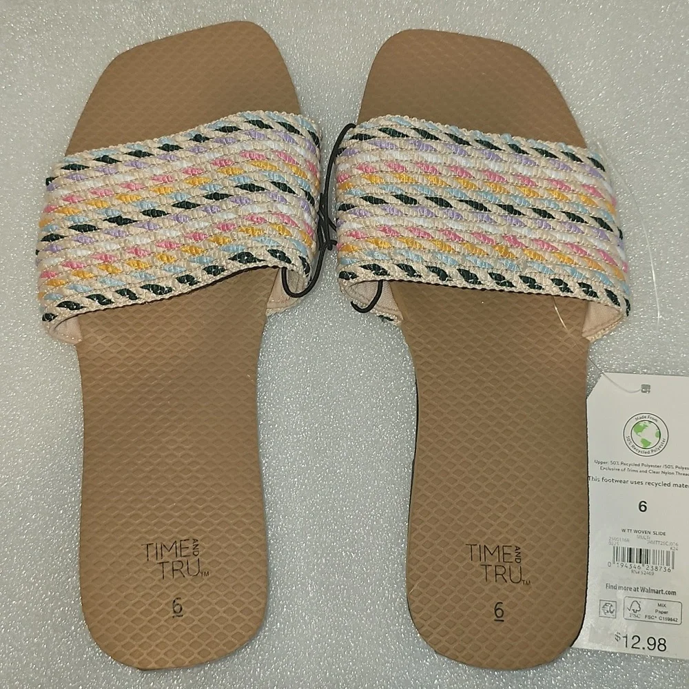 Time and Tru Women's Size 6 Woven Slide New